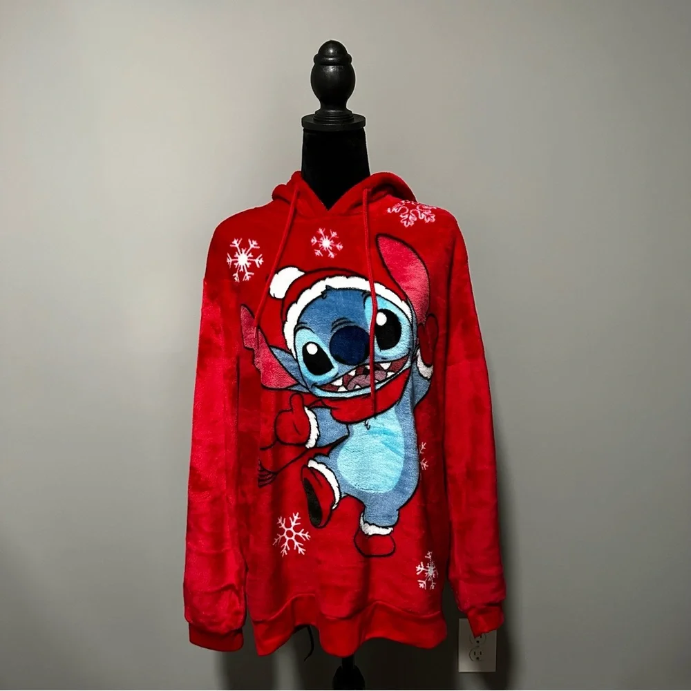 NWOT Disney Stitch Christmas Red Cozy Hoodie